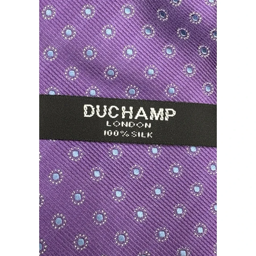 Duchamp London Men Purple Geometric 100% Silk Tie Hand Made England NWT